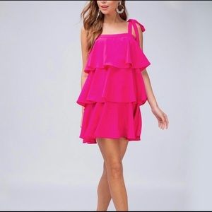 HOT PINK ruffle boutique dress